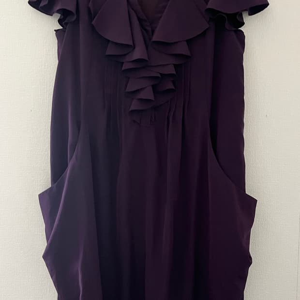 Purple Ruffle Pocket Dress