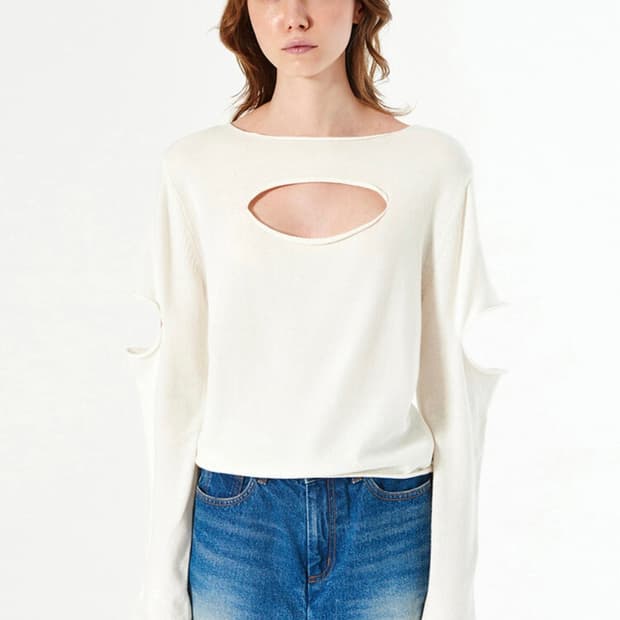 다이애그널 컷팅 홀 니트 cutting hole knit