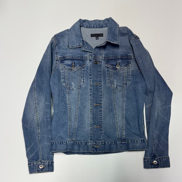 여성 유니클로 미니멀 워싱 데님 자켓 M