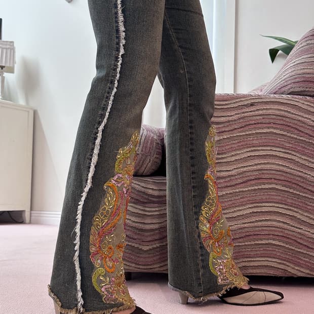 Beaded Fringe Denim  0187