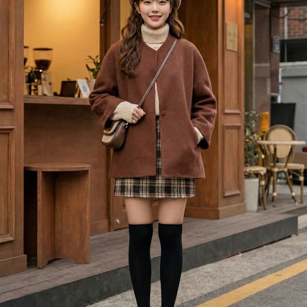 on & on 온앤온 울 70% 케이프 스타일 하프 코트