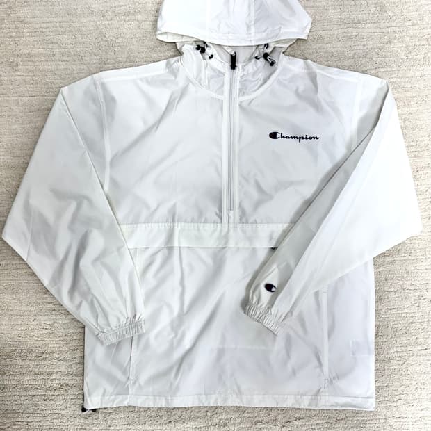 •Champion 챔피온 화이트 아노락 바람막이 후드 자켓
