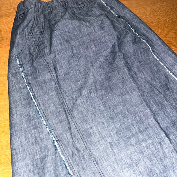 빈티지 그런지 밴딩 청 미디 스커트