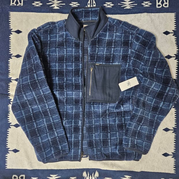 RRL 플래드 플리스 자켓 블루 XL