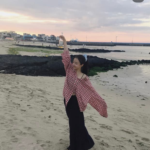 민경 랑거 체크셔츠 레드