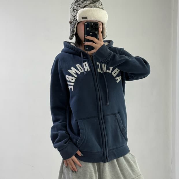 아베크롬비 네이비 양털 후드집업