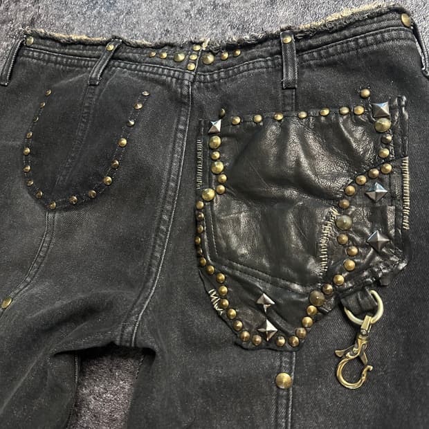(MPH) leather pocket studded bootcut