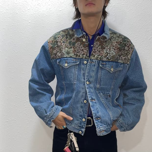 빈티지 플라워 엔틱 웨스턴 데님자켓