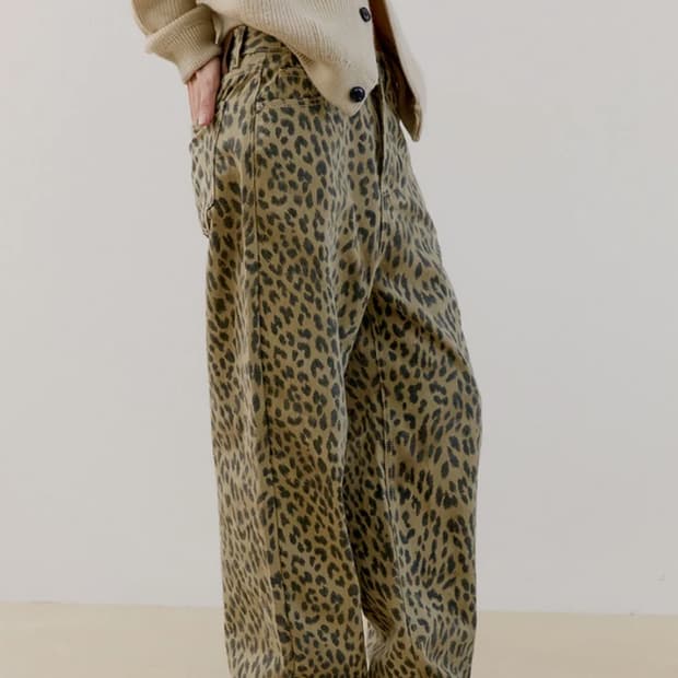 오피쉬 레오파드 팬츠 베이지