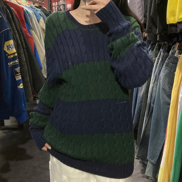 [IM] 폴로 랄프로렌 스트라이프 케이블 니트