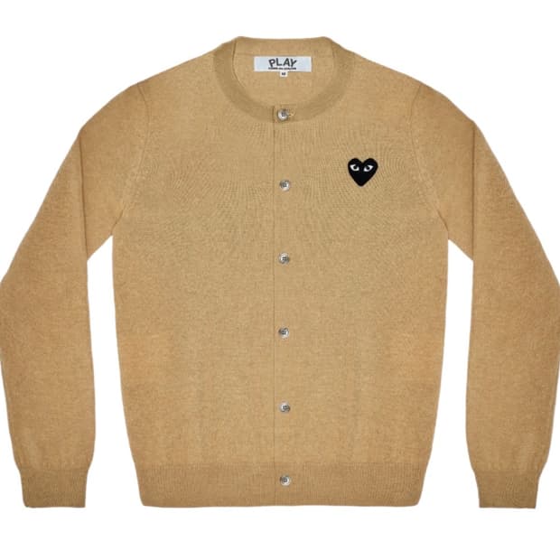 꼼데가르송 블랙 하트 니트 가디건 베이지 