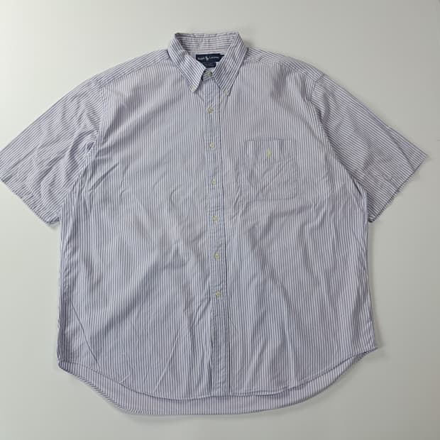 CJ346 XL 폴로 빅셔츠 90s 라벤더 스트라이프 반팔 셔츠 남방