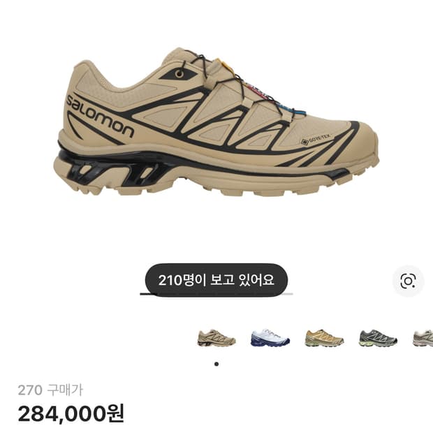 살로몬 xt-6 고어텍스 사파리 블랙 270