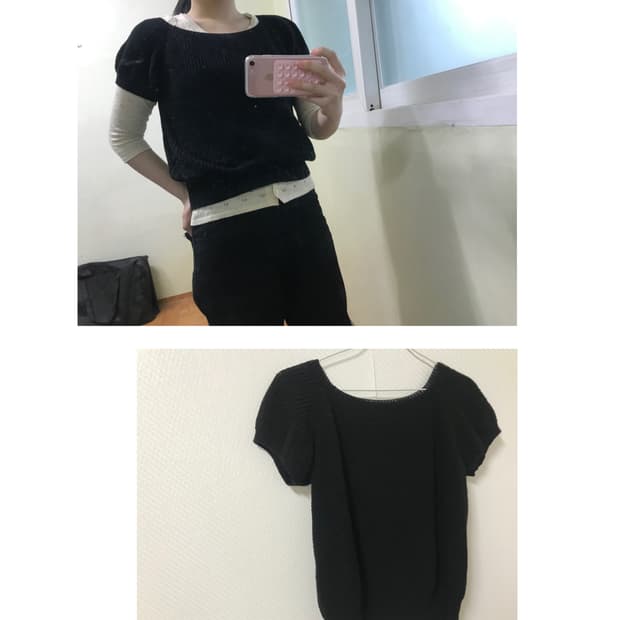 vintage black ballon knit purff top
