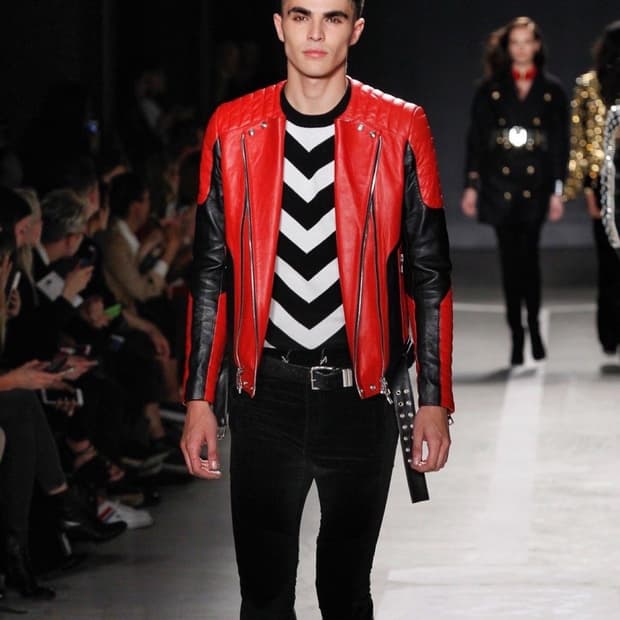 [44] AW15 Balmain x H&M Red Biker Jacket