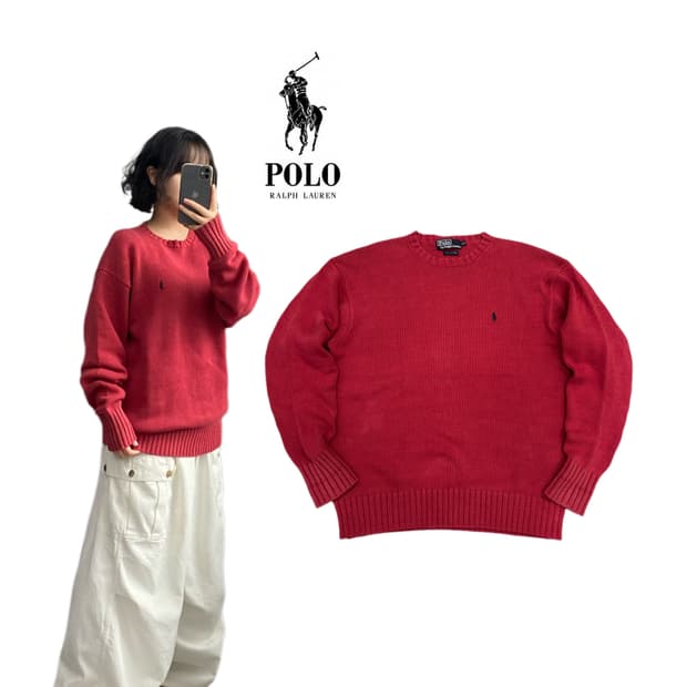 폴로 90s 포니 코튼 니트