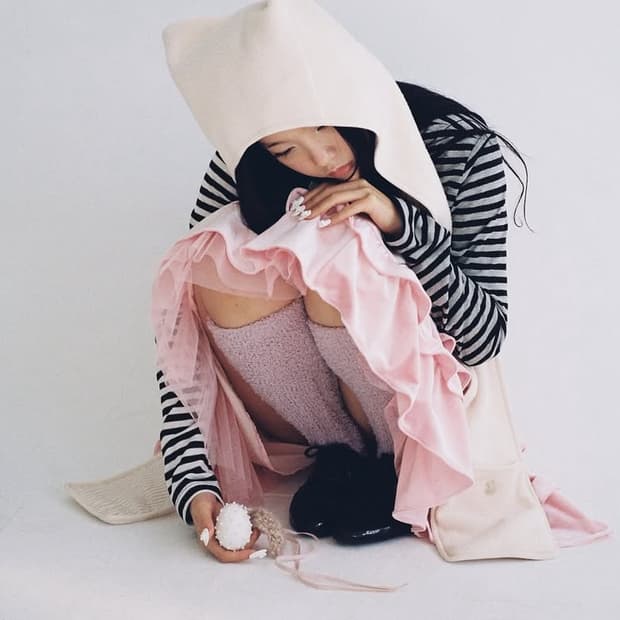 샵페어리 플리스 이어후드 머플러 모자 아이보리