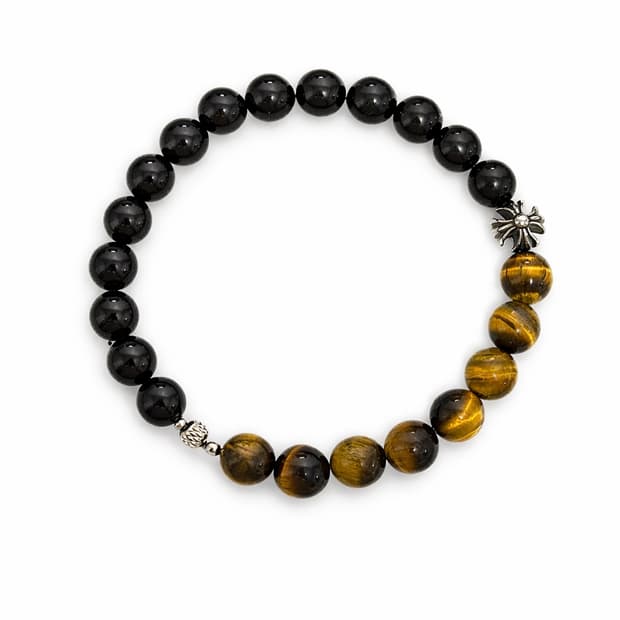 (핸드메이드) 천연석 오닉스 호안석 십자가 원석팔찌