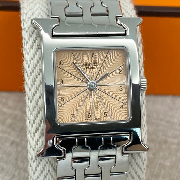 에르메스 H아워 1.210 인디핑크 스틸 여성용 쿼츠 PM 사이즈