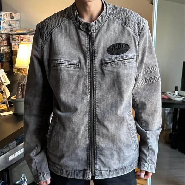 트루릴리전 워싱 데님 바이커 자켓