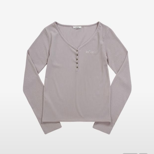WISH RIBBED BUTTON TEE / PINK