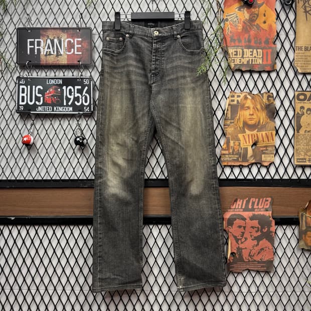 00s 버버리 블랙 라벨 데님 팬츠 스트레이트 핏 흑청