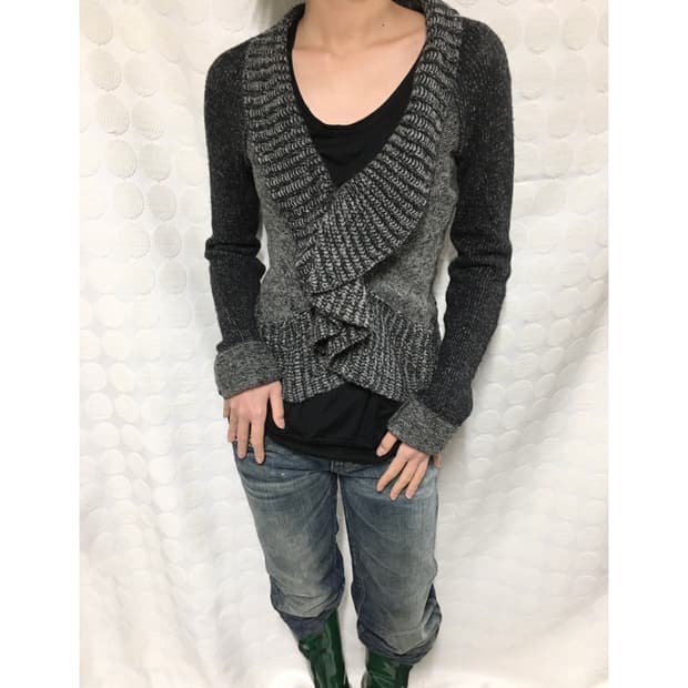 아르마니 익스체인지 그레이 니트 가디건