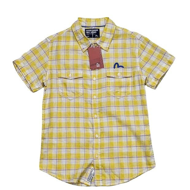 새상품 EVISU 린넨 체크 셔츠 M