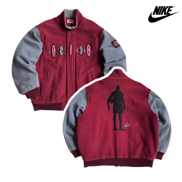 나이키 90s 조던 빅로고 모직 울 바시티 자켓