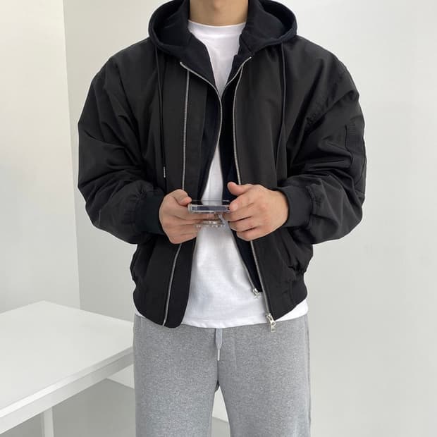 후드 레이어드 항공점퍼 Ma-1