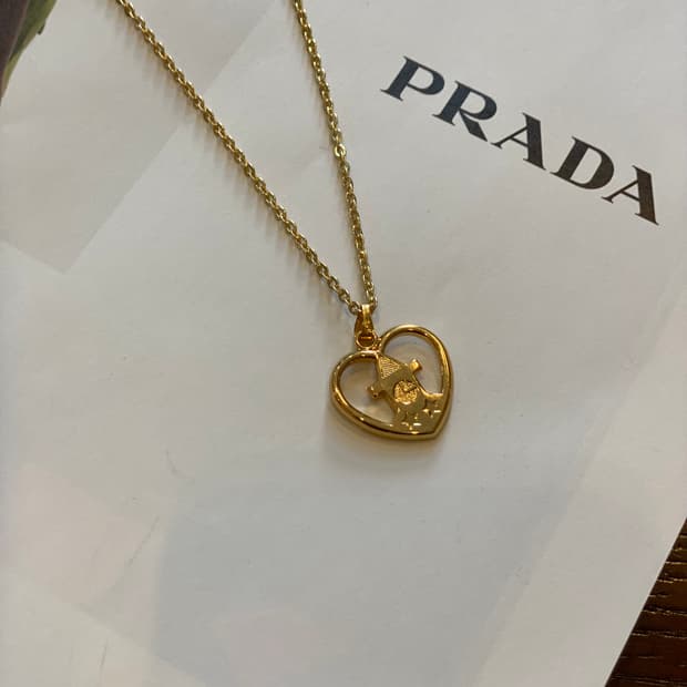 빈티지 클락타워 하트 팬던트 목걸이