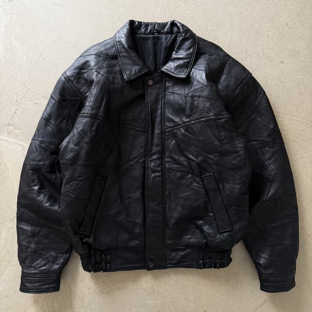 Vintage Sheepskin Leather Bomber Jacket