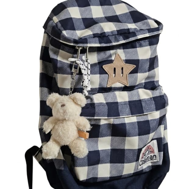 일본 콜맨 빈티지 체크 백팩/모리걸