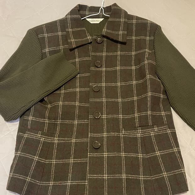 빈티지 초록 체크 자켓