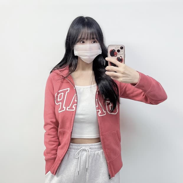 갭 Gap 스펠 로고 후드집업 코랄