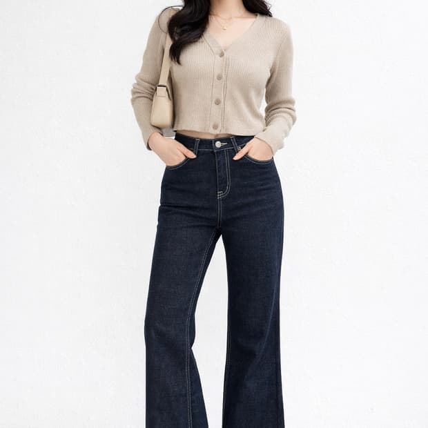 밀리언코르(MILLIONCOR) 생지 화이트 스티치 부츠컷 데님