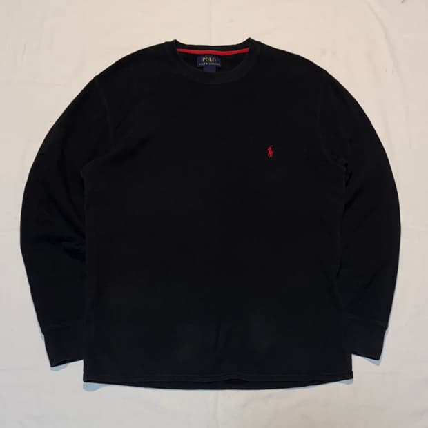 폴로 랄프로렌 와플 써멀 롱슬리브 블랙