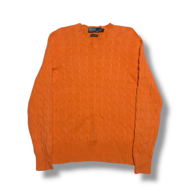 Polo Ralph Lauren 오렌지 캐시미어 케이블 니트