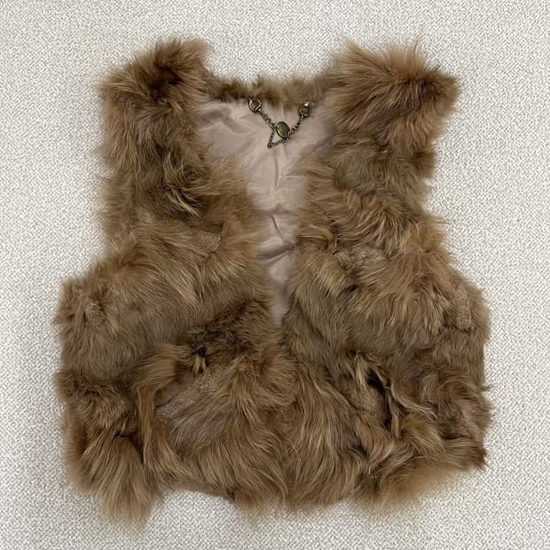 S 르샵 폭스퍼 모피 퍼 조끼 0223M1