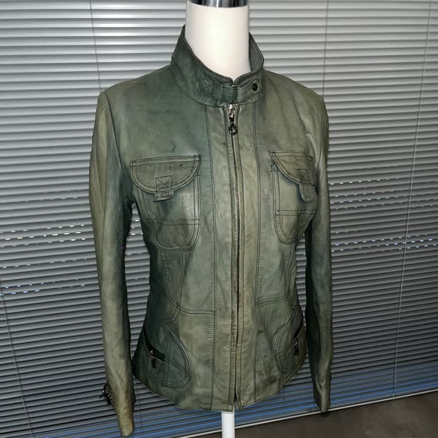 Japanese vintage green leather jacket