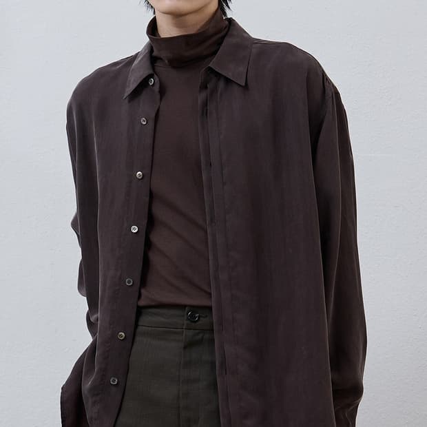 유스 큐프로 셔츠 브라운 m