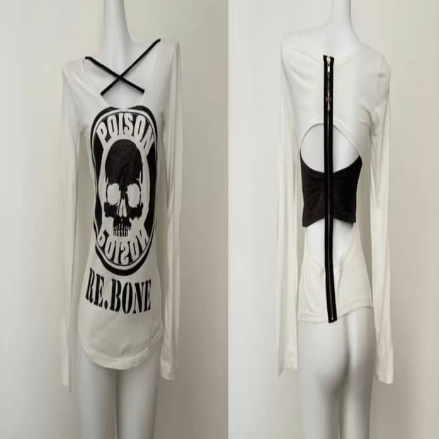 y2k고스펑크 해골 롱슬리브