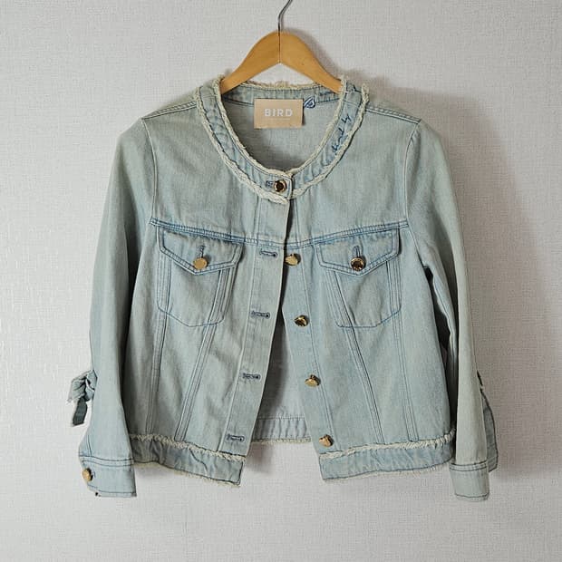 한섬 버드 BIRD 골드버튼 데님자켓 자수 82