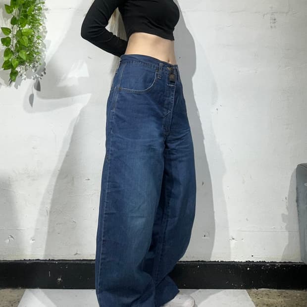 90-00s 마리떼 프랑소와 저버 중청 와이드 데님 팬츠 청바지 