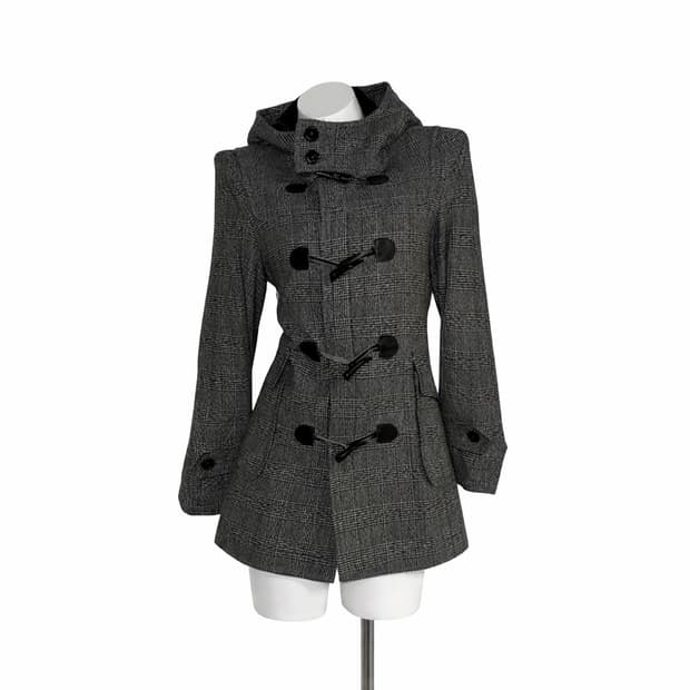 블랙 체크 떡볶이 코트