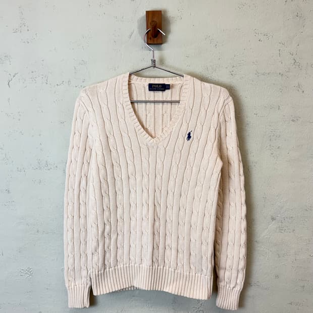 폴로랄프로렌 아이보리 케이블 니트