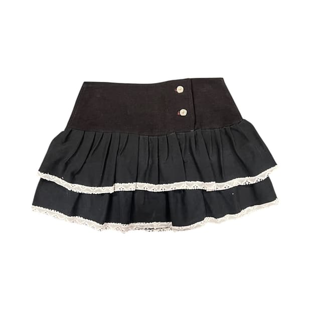 JPN 블랙 캉캉 레이스 미니 스커트