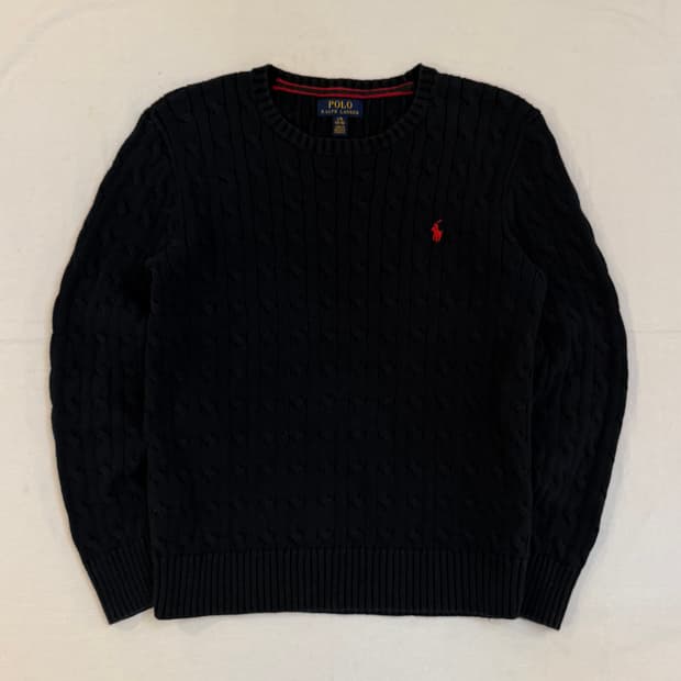폴로 랄프로렌 꽈배기 케이블 니트 블랙