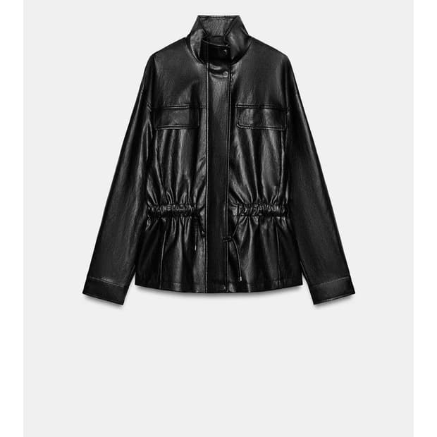 자라 페이크 레더 하이넥 재킷
