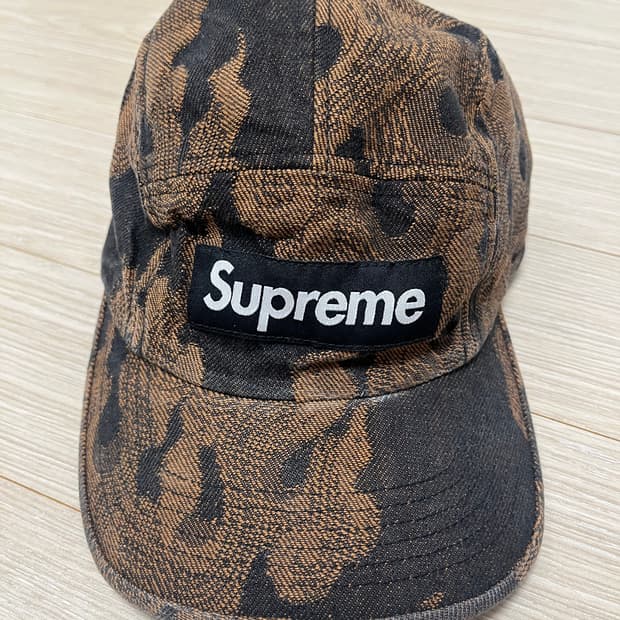 [정품] 슈프림 자카드 캠프캡 워시드 블랙